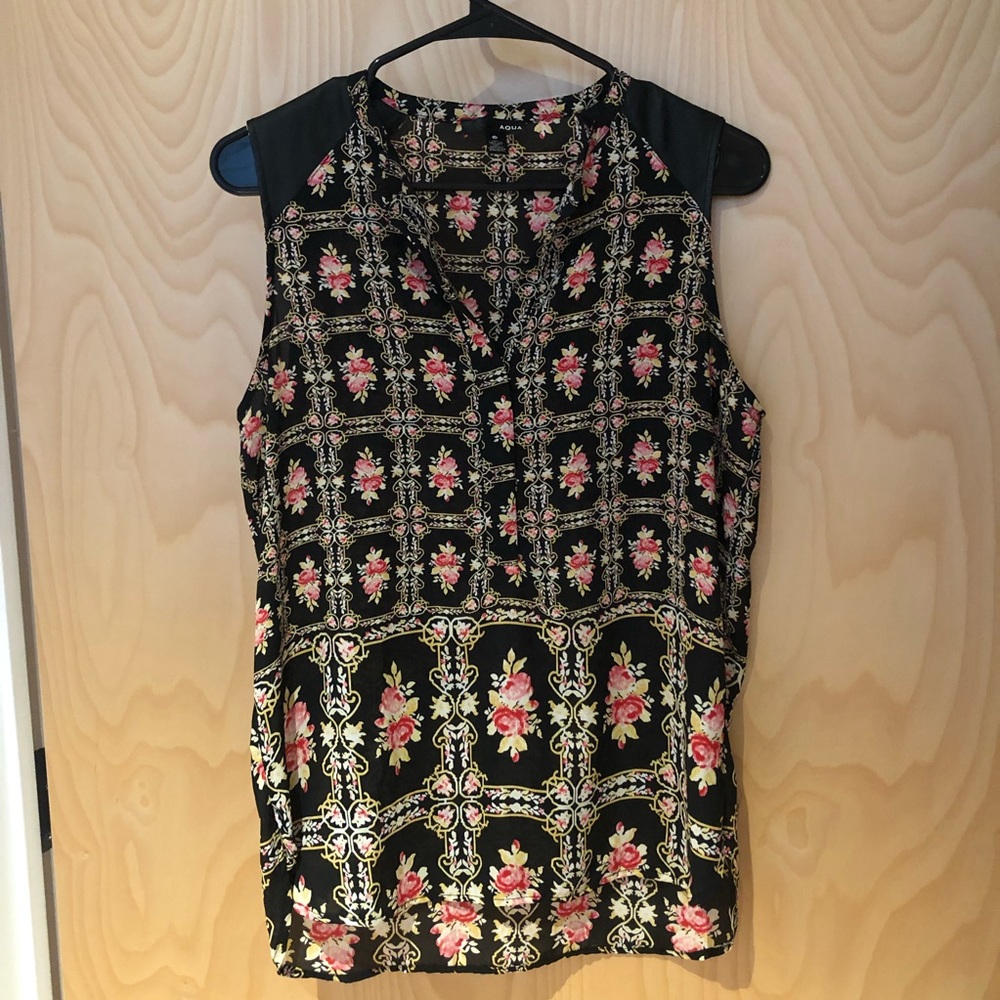 Aqua floral dress shirt